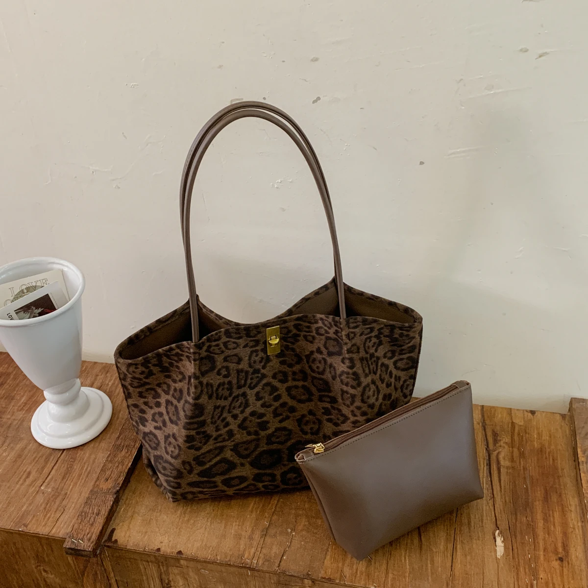 Luxury Bags Tote - Bolso de mano de ante con
