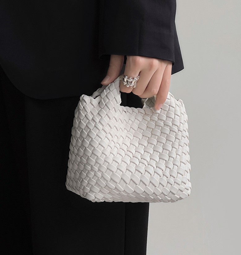 Bolso de mano tipo cubo tejido - Luxury Bags On Sales reseña y precio